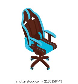 Cyber sport competition isometric composition with isolated image of cybersport player armchair vector illustration