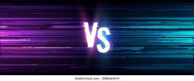 Cyber Sport Esports VS Teams Banner. Futuristic Versus Glitch Lines Background. Banner Template for Battle or Competition. Esports Battle, Team Competition, Game Championship. Vector Illustration. - Shutterstock ID 2086664674