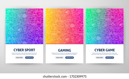 Cyber Sport Flyer Concepts. Vector Illustration of Outline Design.