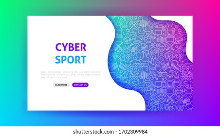 Cyber Sport Landing Page. Vector Illustration of Outline Design.