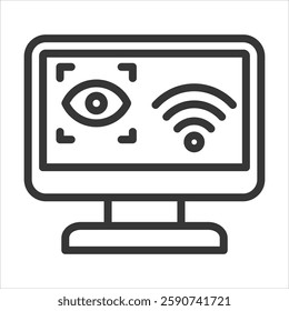 Cyber Spying Outline Icon Vector Illustration