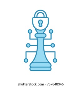 Cyber strategy blue icon