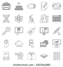 Cyber study icons set. Outline set of 25 cyber study vector icons for web isolated on white background
