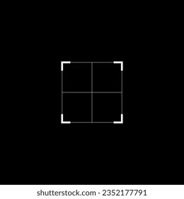 Destino rectangular de estilo cibernético. Futurista interfaz gráfica cuadrada objetivo, objetivo, visión, retículo HUD, estética ciberpunk, interfaz futurista. Un elemento de diseño de tipo ciberpunk vector. 