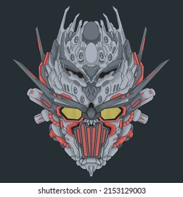 
Ilustración de la cabeza de un robot de estilo cibernético, Perfecto para el diseño de camisetas, pegatinas, mercadería, etc.