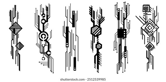 Cyber style silhouette vector. Cyber art template. Hand-drawing vector art template.