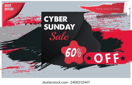 cyber sunday 60%Sale square banner template for social media posts, mobile apps, banners design, web or internet ads. new black friday design in 2024