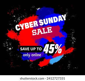 Cyber Sunday , save up to 45% Sale square banner template for social media posts,  banners design, web design or online ads. creative black Friday  vector design in 2024 ..