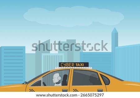 cyber taxi driven by an android with AI