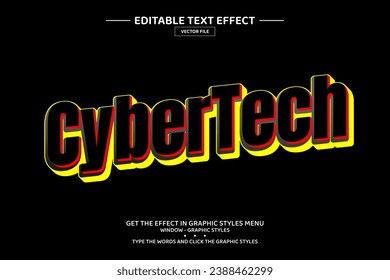 Cyber tech 3D editable text effect template
