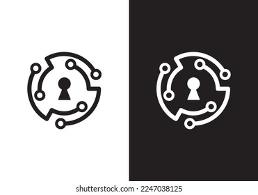 diseño de logotipo de cibertecnología. ilustración vectorial de símbolo de seguridad.
