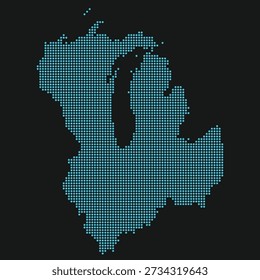 Cyber Tech Midwest US Region Dot Map. East North Central of USA dotted map.