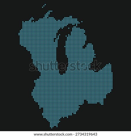 Cyber Tech Midwest US Region Dot Map. East North Central of USA dotted map.