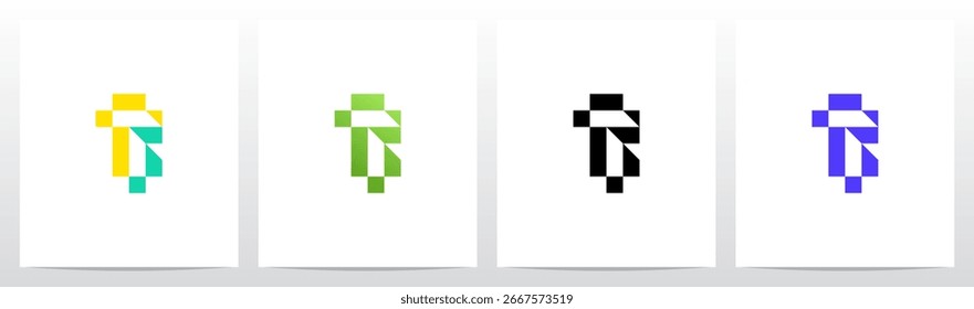 Cyber Techno Digital Carta Gráfico Quadro Design de logotipo inicial T