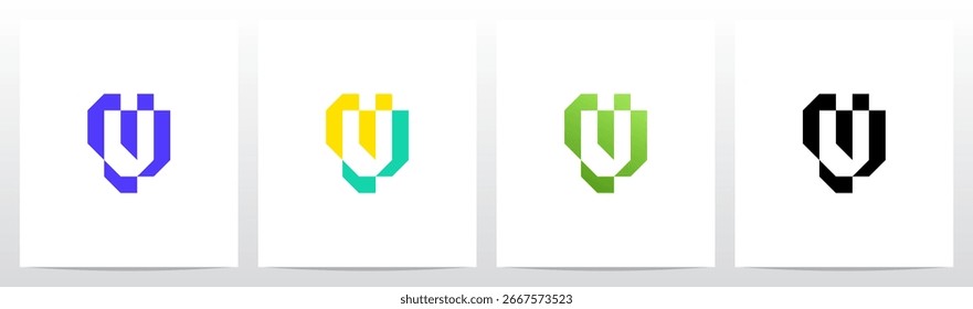 Cyber Techno Digital Gráfico Carta Quadro Inicial Logo Design U