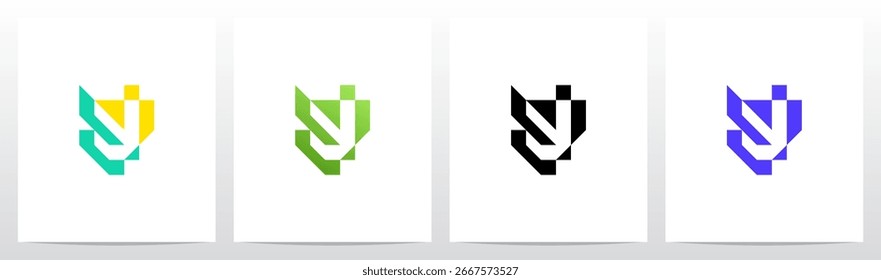 Cyber Techno Digital Graphic Frame Letter Initial Logo Design Y