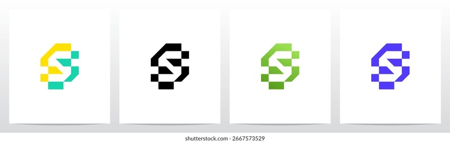 Cyber Techno Digital Carta-Quadro Gráfico Inicial Logo Design S