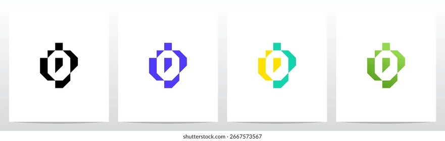 Cyber Techno Digital Graphic Frame Letter Initial Logo Design O