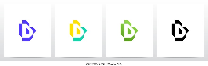 Cyber Techno Digital Graphic Frame Letter Initial Logo Design D