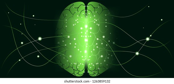 Cyber Technology, Artificial Intelligence and Machine Learning. Big Data Visualization, 3d Cyber Mind with Information Stream. Futuristic Digital Technology, Human Brain Analysis. Tech Virtual Reality