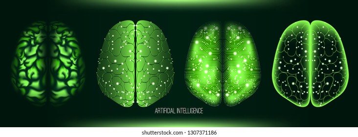 Cyber Technology, Artificial Intelligence and Machine Learning. Big Data Visualization, 3d Cyber Mind with Information Stream. Futuristic Digital Technology, Human Brain Analysis. Tech Virtual Reality