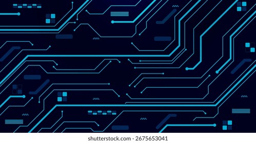 Fondo de Tecnología cibernética con Tablero de circuito digital y resplandor azul