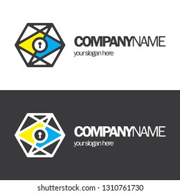 Cyber technology or crypto wallet vector logo template