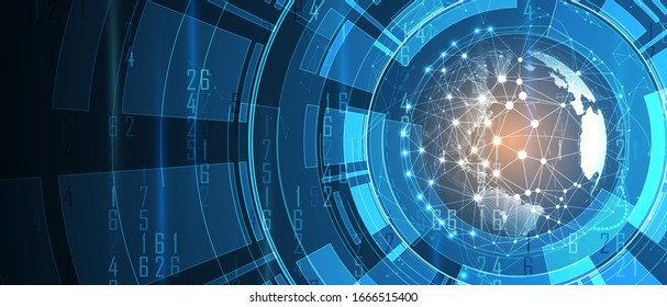 Cyber Technology innovation background, idea of global business solution
