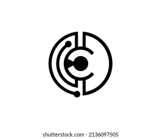 Letra Cyber Technology Letra CD Y Elementos De Plantilla De Vector De Diseño De Icono De Logotipo DC.
