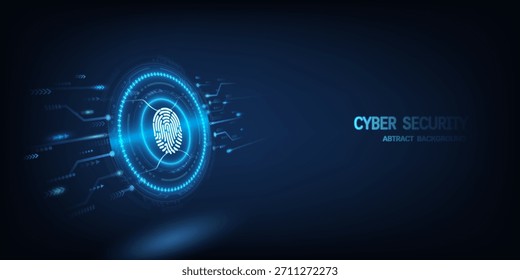Diseño de seguridad de tecnología cibernética con escaneo de huellas dactilares. Ilustración vectorial.