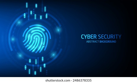 Cyber technology security, Fingerprint digital screen, network protection background design, vector illustration