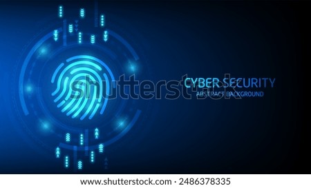 Cyber technology security, Fingerprint digital screen, network protection background design, vector illustration