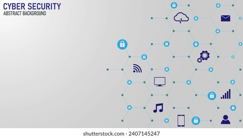 Cyber technology security, Hi-tech vector illustration with various technology elements. Internet Protection concept design background.