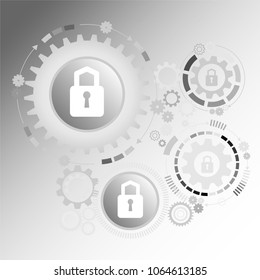 Cyber technology security, network data protection. Background vector graphic illustration.