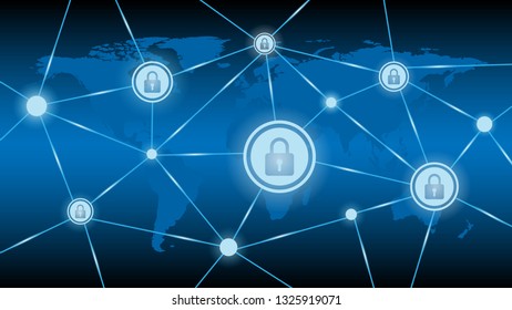 Cyber technology security, network protection background design, vector illustration