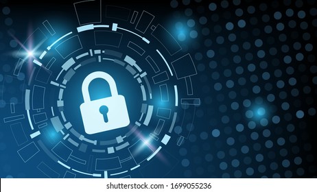 Cyber technology security, network protection background design, vector illustration