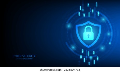 Seguridad de la tecnología cibernética, diseño de fondo de protección de red, Ilustración vectorial