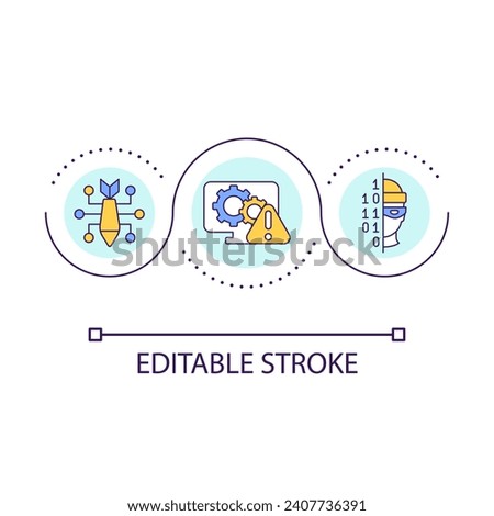 Cyber terrorism loop concept icon. Hacking programs. Computer viruses. Infected software abstract idea thin line illustration. Isolated outline drawing. Editable stroke. Arial font used