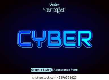 efecto de texto cibernético color azul estilo gráfico y editable.
