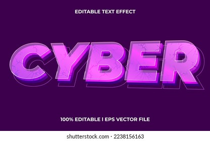 cyber text effect editable modern lettering typography font style, trendy 3d text for tittle and sticker