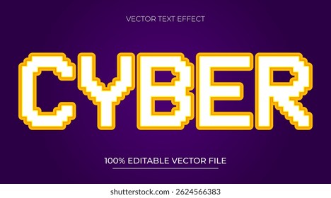 Cyber text effect editable pixel and retro text style