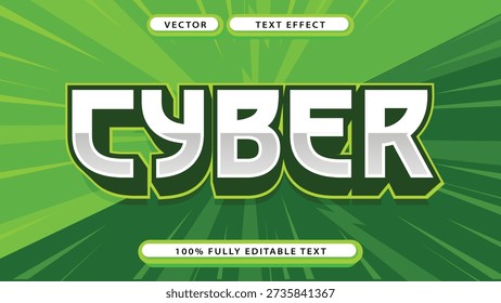 Cyber Text Effect with Green Speed Lines Background - Fully Editable