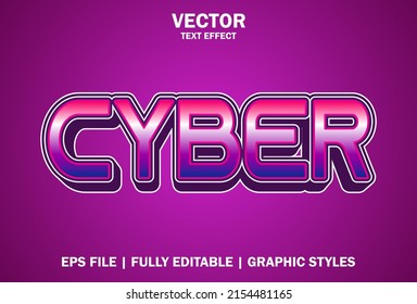 Cyber Text Effect With Purple Color 3d Style.