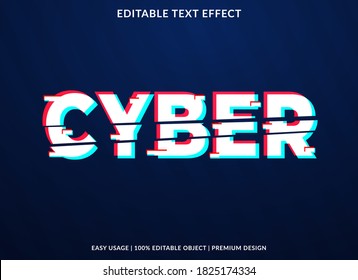 cyber text effect template with abstract and bold style use for brand tagline or product logo