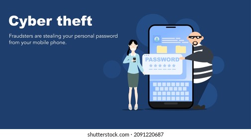 Cyber theft. Fraudsters are stealing your personal password from your mobile phone