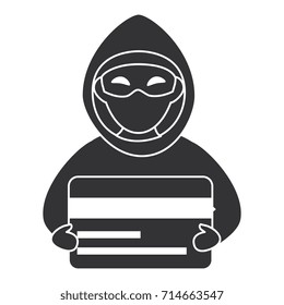 cyber thief avatar character with credit card