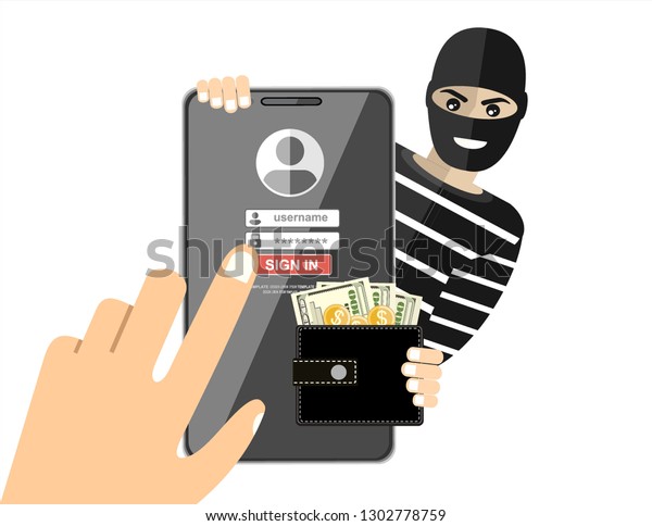 Cyber Thief Internet Scammer Thief Steals Stock Vector (Royalty Free ...