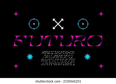 Cyber thin display font. Modern type for logo, header and brand deisgn. Vector alphabet illustration.