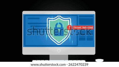 Cyber Threat Detection System – Futuristic Vector Illustration for Cybersecurity Alert