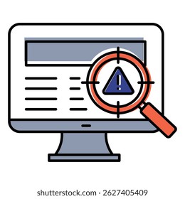 Cyber Threat Detection Vector Icon Showing System Alerts and Digital Monitoring